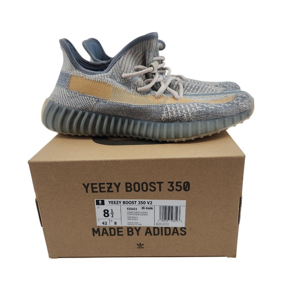 Adidas‎ Yeezy Boost 350 V2 Mens 8.5 Israfil Blue Grey Primeknit Sneaker FZ5421
